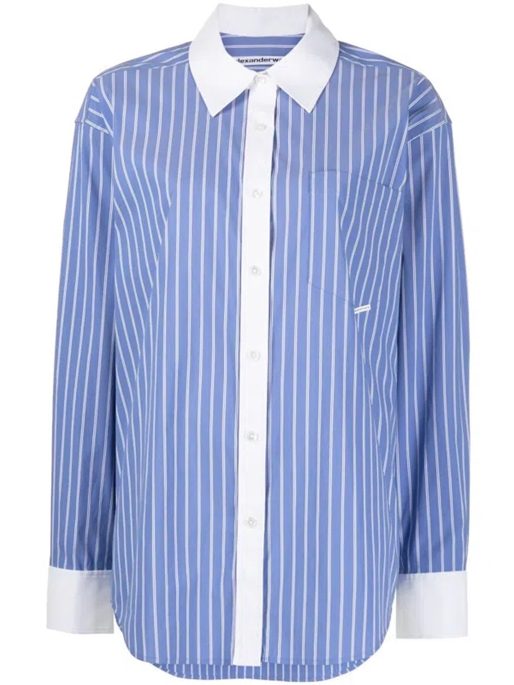 Alexander Wang Blue and White Striped Button-Down Shirt